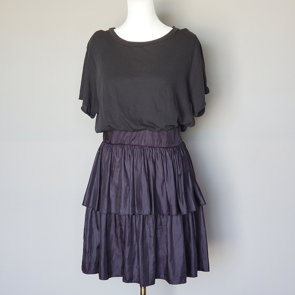 Pencey Tiered Mixed-Media Ruffled Mini Dress Size 6 - Picture 1 of 10